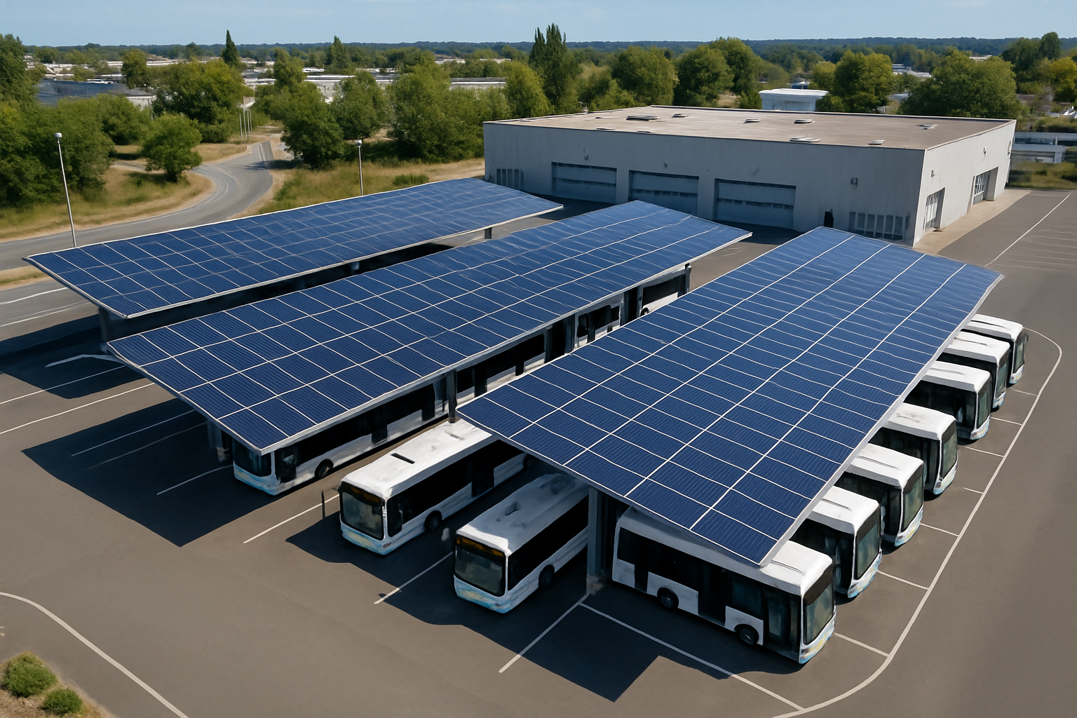 explorez la centrale solaire photovoltaïque innovante du dépôt de bus irigo à saint-barthélemy-d'anjou, un projet durable qui allie écologie et transport public moderne, contribuant à une ville plus verte et responsable.