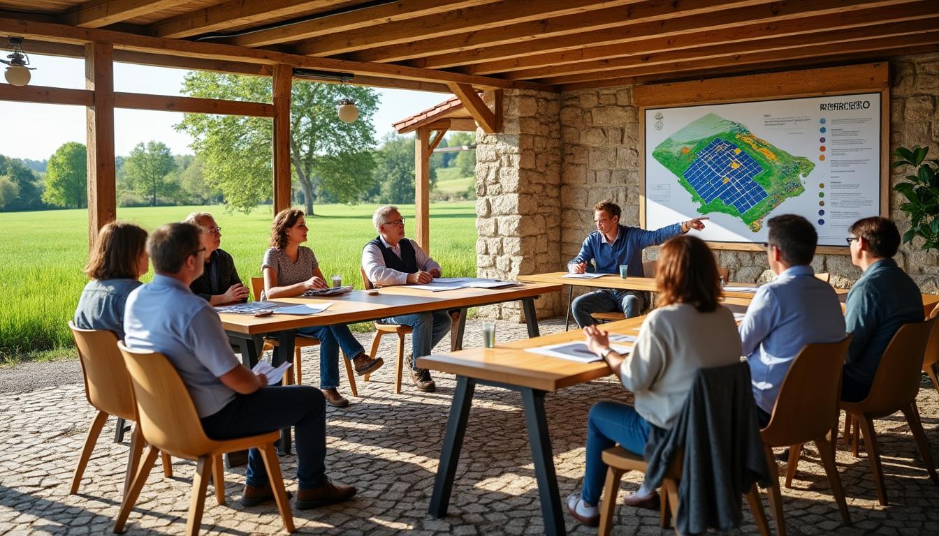 participez à une réunion passionnante sur l'avenir du parc photovoltaïque : échanges dynamiques, points de vue variés et enjeux cruciaux autour de la transition énergétique.