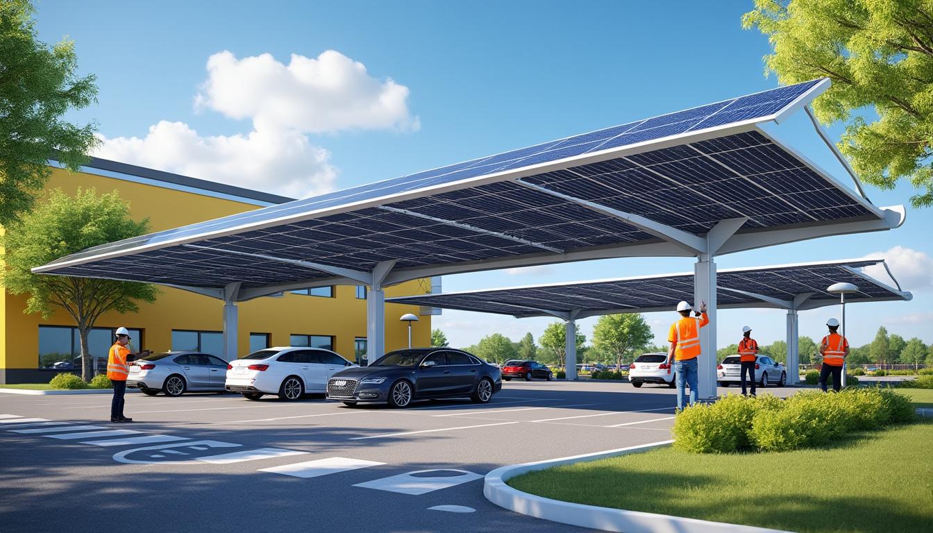 découvrez l'installation de panneaux photovoltaïques sur les ombrières du quillodrome maurice-daulhac à cransac, une solution écologique et innovante pour produire de l'énergie solaire.