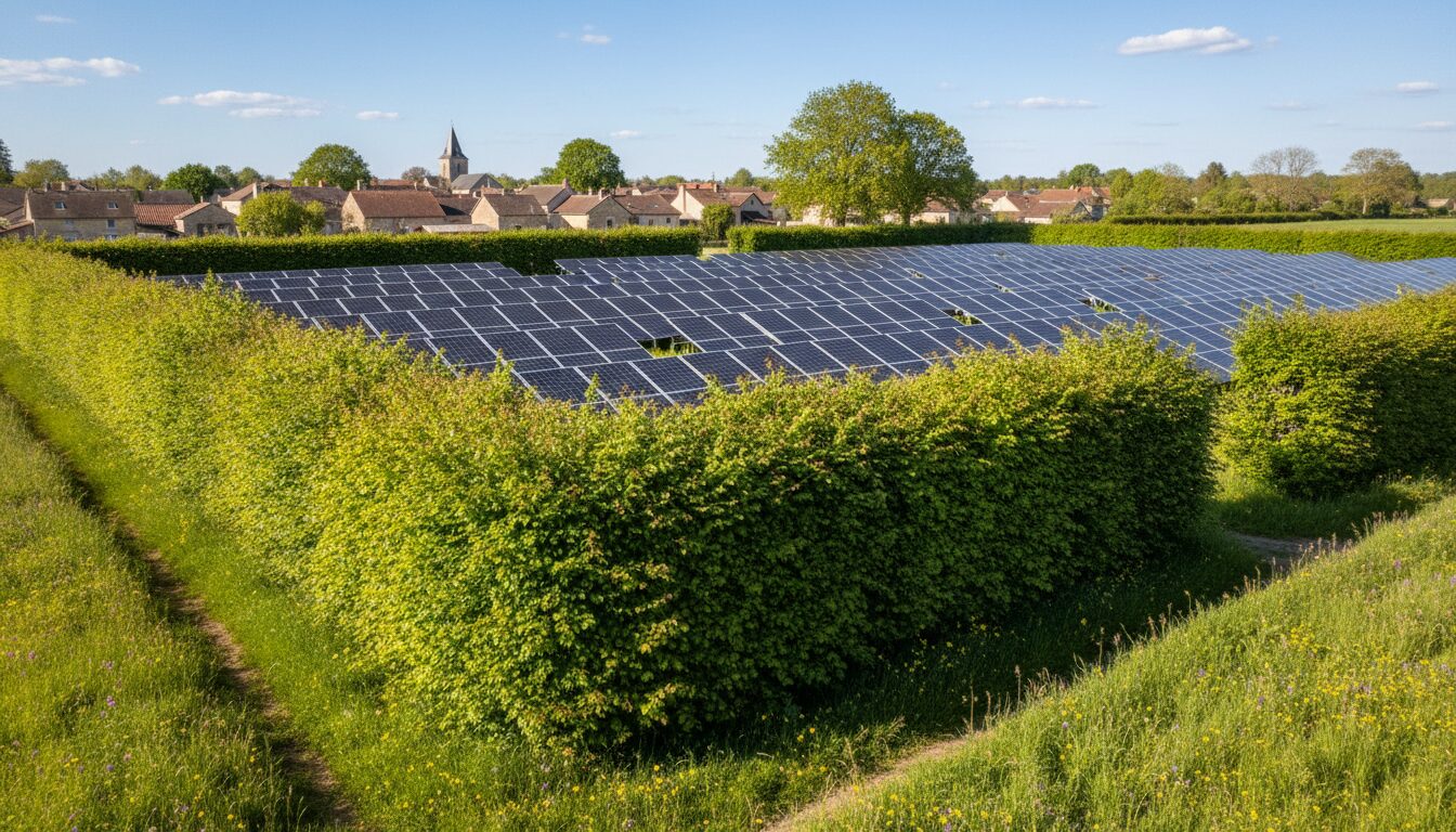 installation de haies protectrices à ambérieu-en-bugey autour du parc photovoltaïque de la rue bellièvre pour renforcer la sécurité et l'esthétique environnementale.