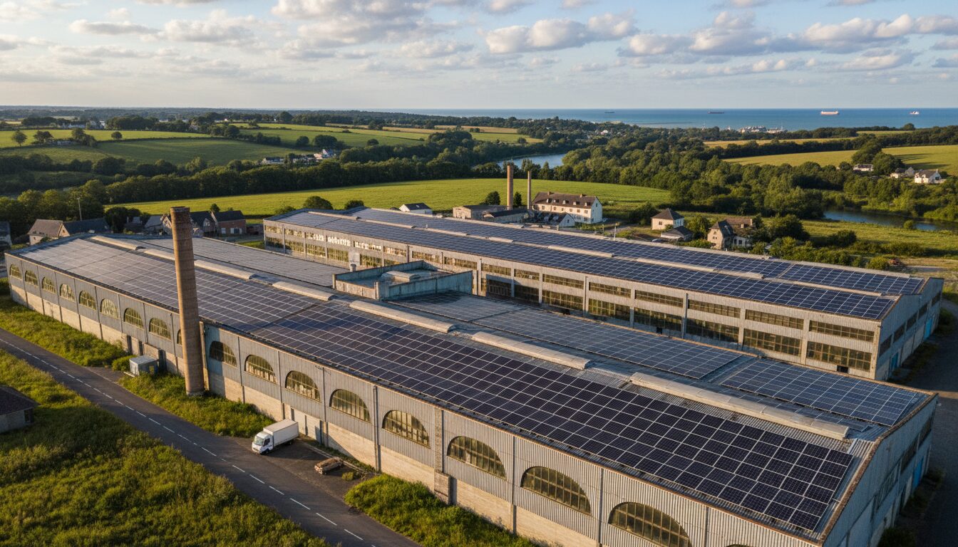une entreprise de seine-maritime installe 280 panneaux photovoltaïques sur son toit afin d'augmenter sa production d'énergie renouvelable et réduire son impact environnemental.