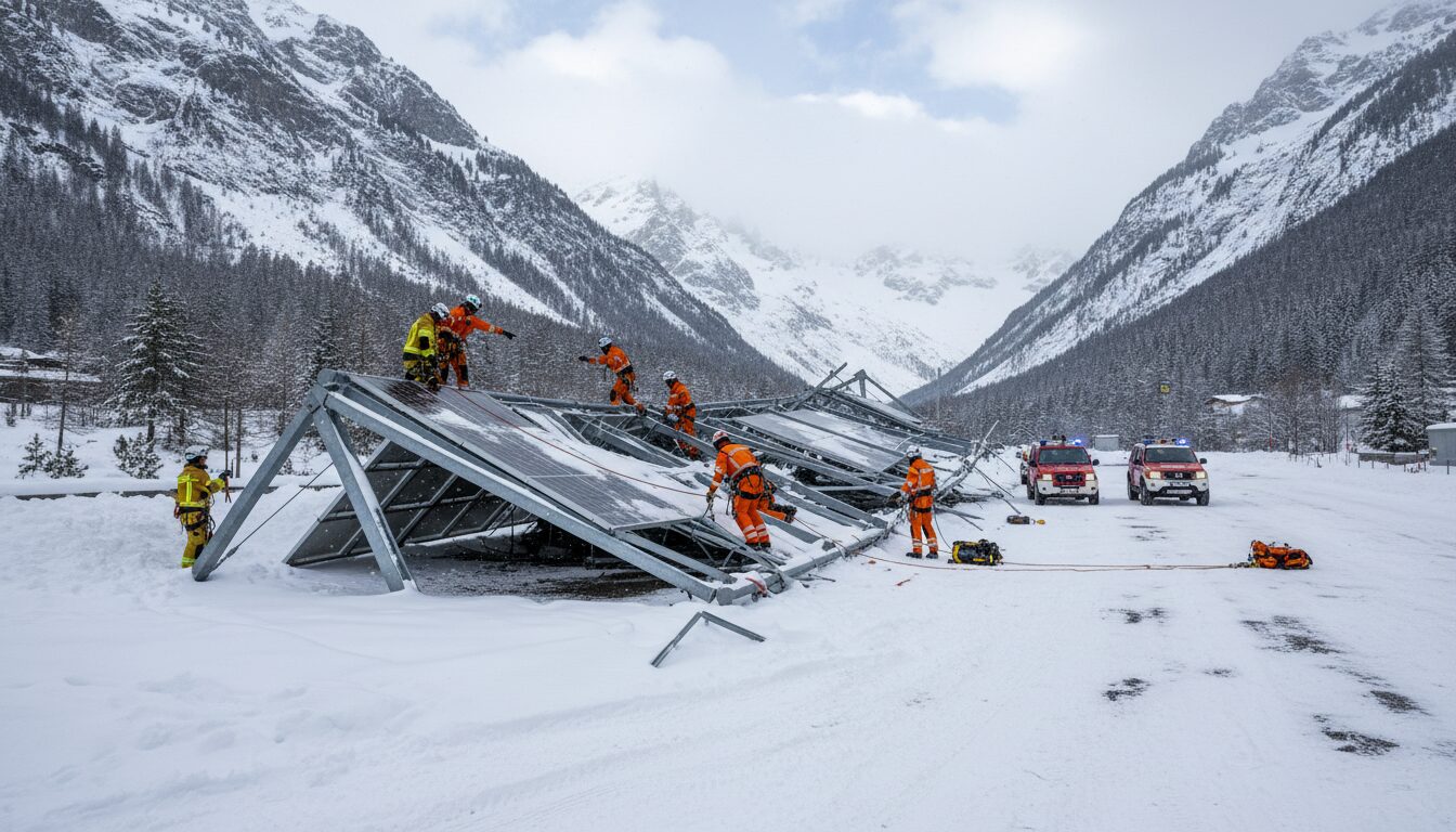 un troisième effondrement d'ombrière photovoltaïque survient sur le parking d'une station de ski dans les hautes-alpes, soulevant des questions sur la sécurité et la fiabilité de ces installations.