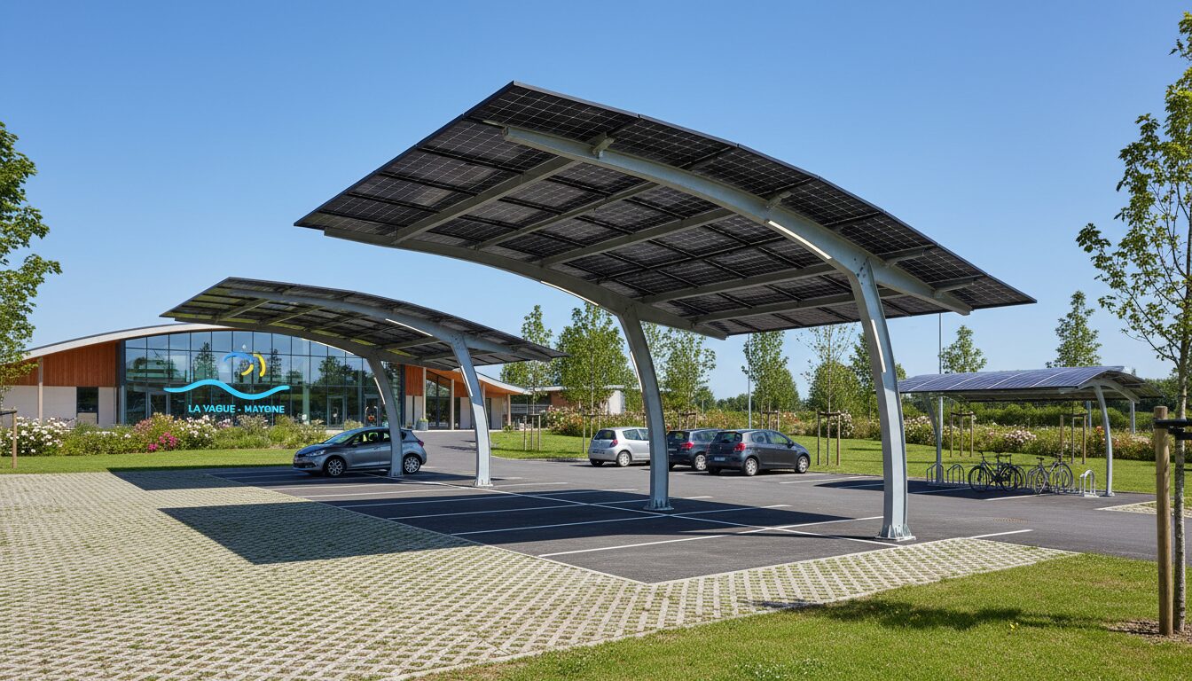 découvrez comment le parking de la piscine la vague à mayenne se modernise avec deux ombrières photovoltaïques, une solution innovante pour produire une énergie solaire propre et durable.