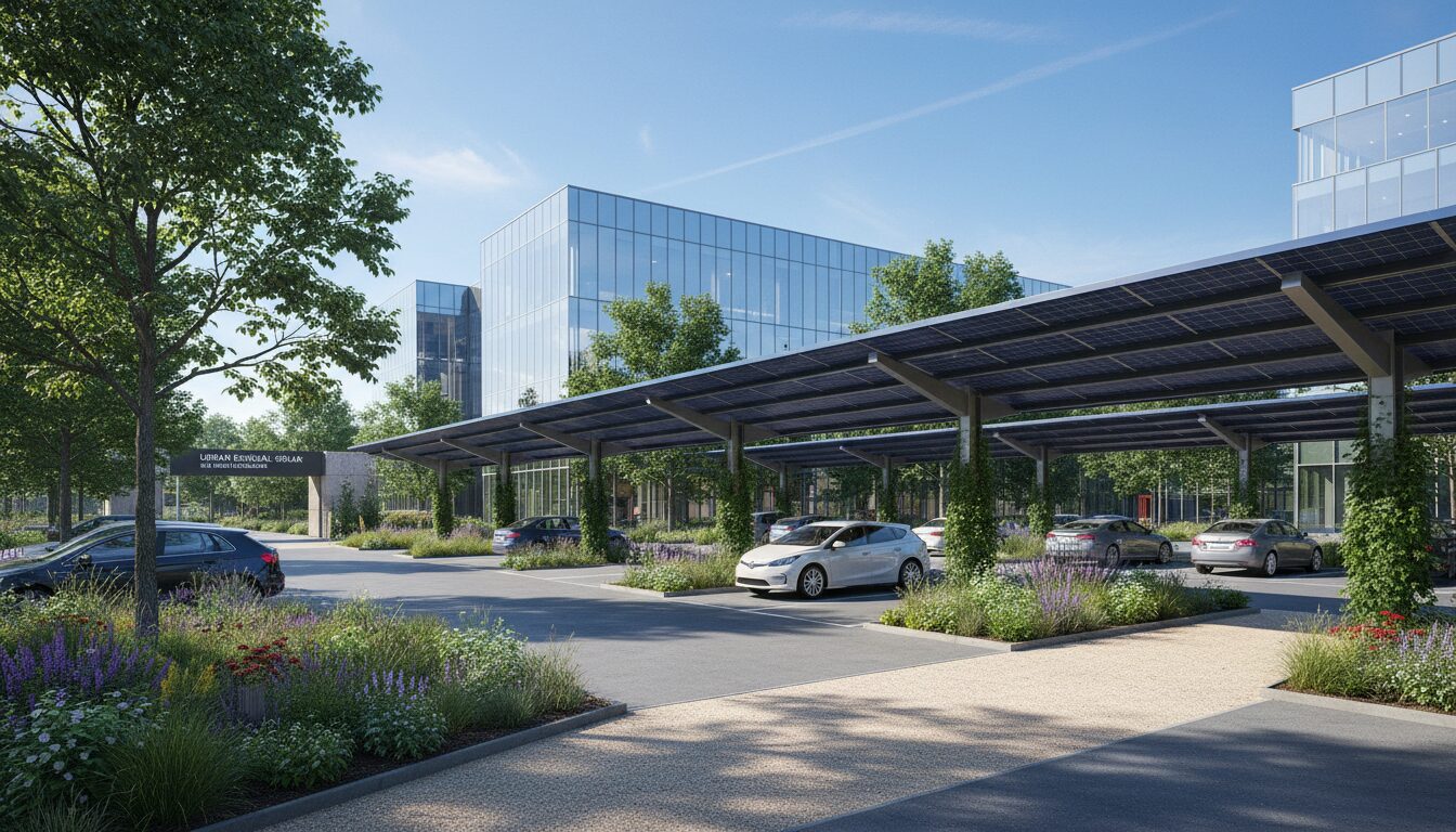 découvrez la transformation écologique du parking du forum, passant du bitume traditionnel à une installation solaire innovante et durable.