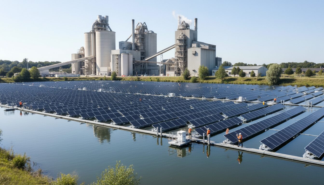la cimenterie d’obourg franchit une étape majeure dans sa transition énergétique en inaugurant le plus grand parc photovoltaïque flottant, renforçant ainsi son engagement pour un avenir durable.