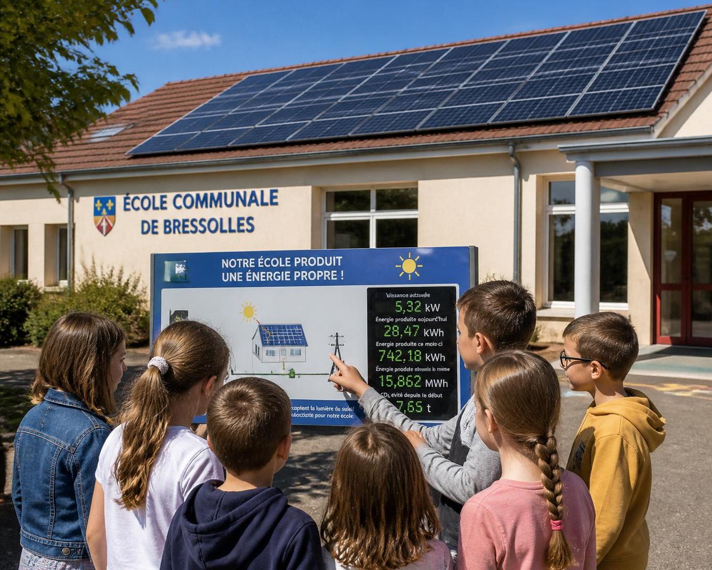 à bressolles, l'école s'illumine avec l'installation de panneaux photovoltaïques, offrant aux élèves une occasion unique d'apprentissage sur l'énergie solaire et le développement durable.