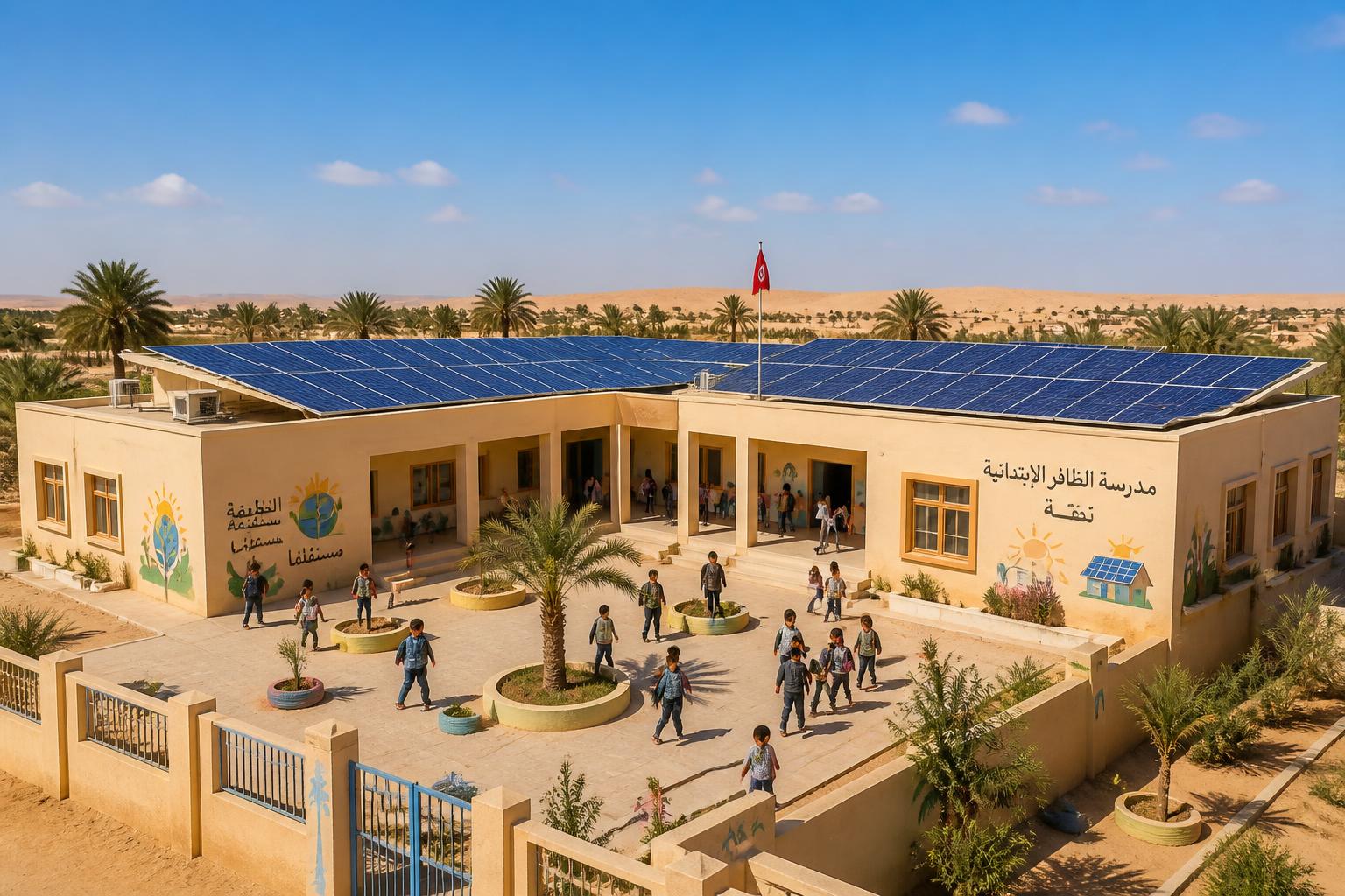 une école primaire à nefta devient entièrement autonome en énergie grâce à l'installation de panneaux photovoltaïques, illustrant un pas important vers la durabilité et l'innovation énergétique.