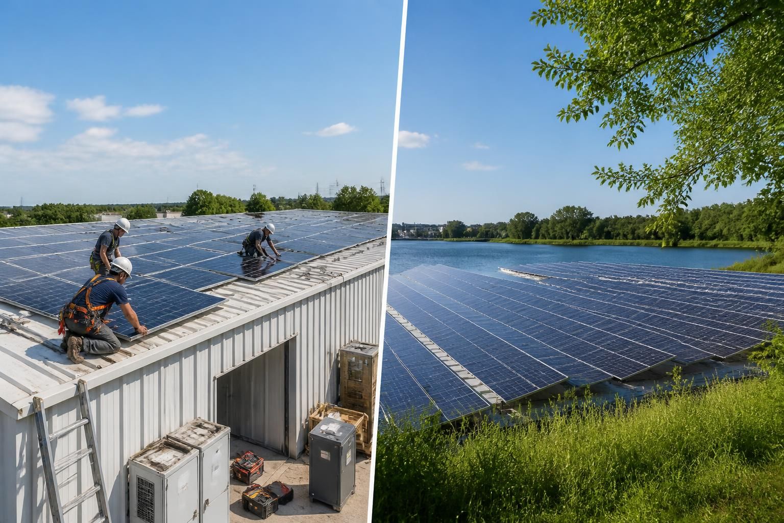 installation de panneaux photovoltaïques à vannes, au centre technique et à la rabine, pour promouvoir l'énergie renouvelable et durable dans la région.