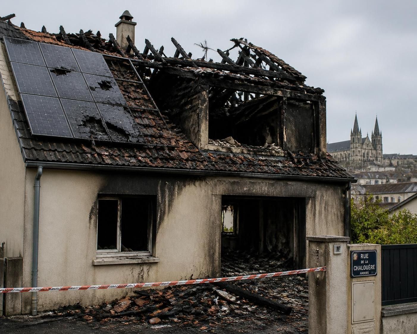 un incendie majeur à angers détruit la toiture d'une maison ainsi que ses panneaux photovoltaïques, causant d'importants dégâts à un étage entier.
