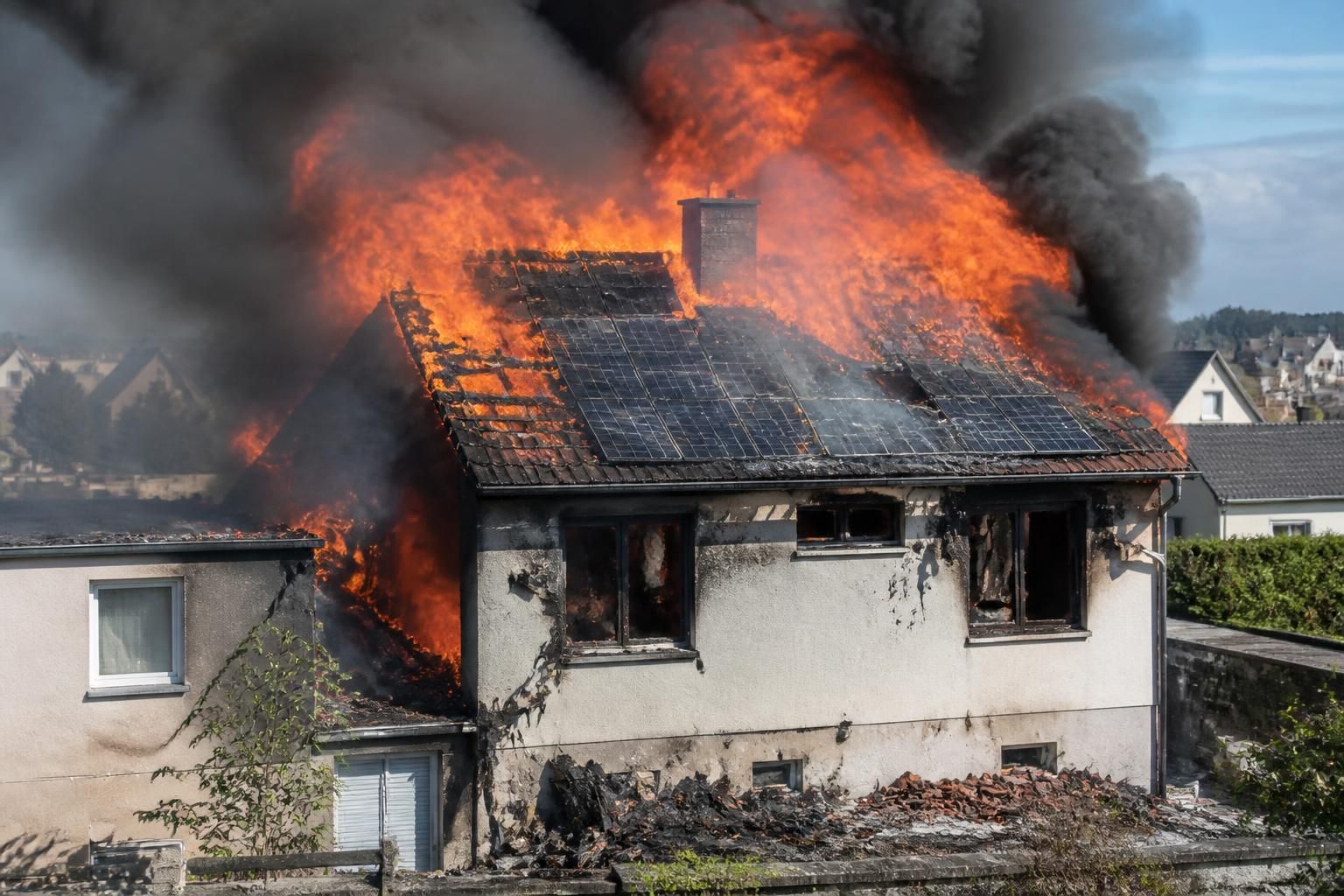 un incendie spectaculaire à angers dévore la toiture d'une maison ainsi que ses panneaux photovoltaïques, causant de lourds dégâts à un étage entier.