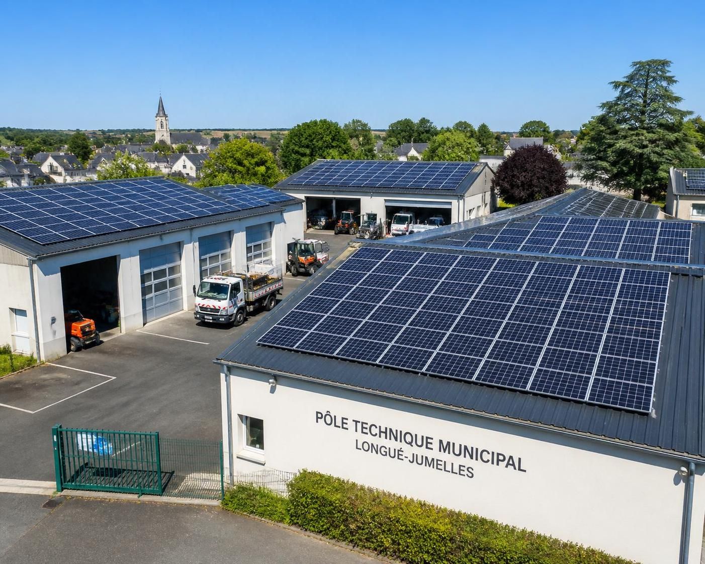 le pôle technique municipal de longué-jumelles adopte l'énergie solaire avec l'installation de panneaux photovoltaïques, une initiative écologique pour un éclairage durable et économique.