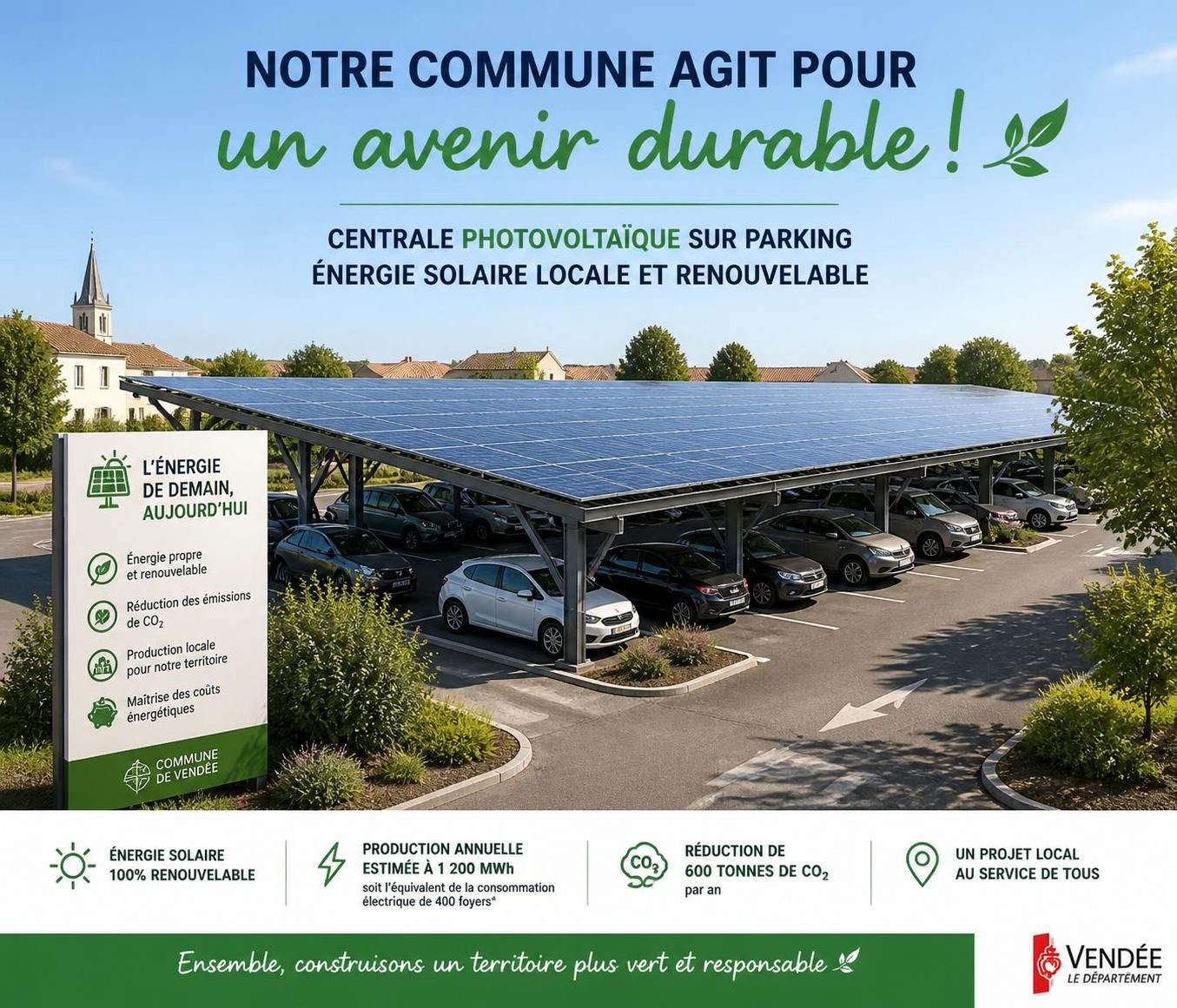 découvrez comment la commune de vendée prépare l'installation d'ombrières photovoltaïques pour produire une énergie propre et durable tout en embellissant l'espace public.