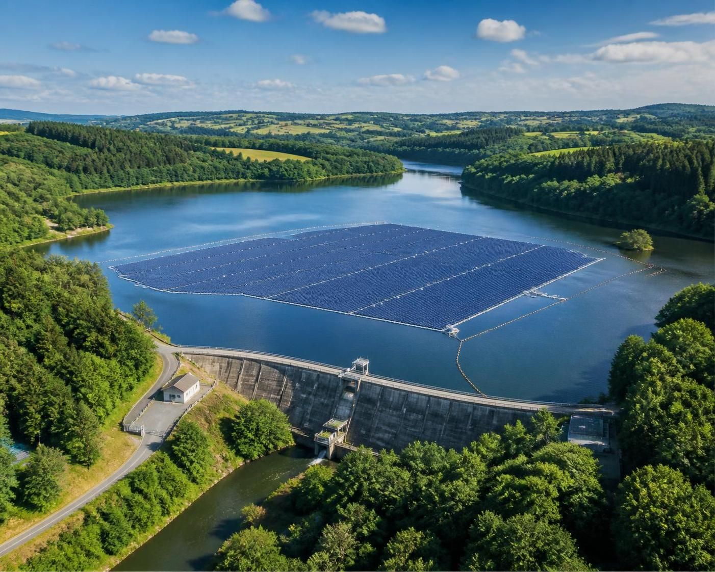 découvrez l'installation innovante de panneaux photovoltaïques flottants sur la retenue du barrage du gast à noues-de, une solution durable pour produire de l'énergie renouvelable tout en préservant l'environnement.