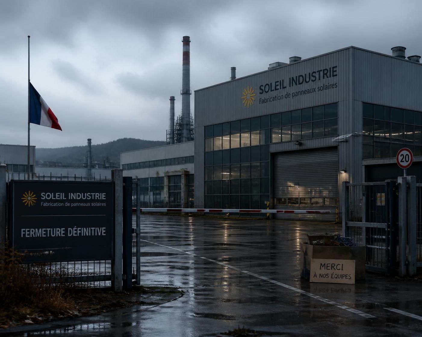 annonce de la fermeture d'une usine française de panneaux solaires en raison d'un déficit structurel, impactant la production locale et l'industrie solaire nationale.