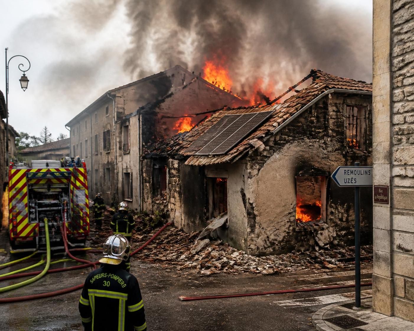un incendie causé par un panneau photovoltaïque détruit une maison dans le gard, suscitant des interrogations sur la sécurité des installations solaires.