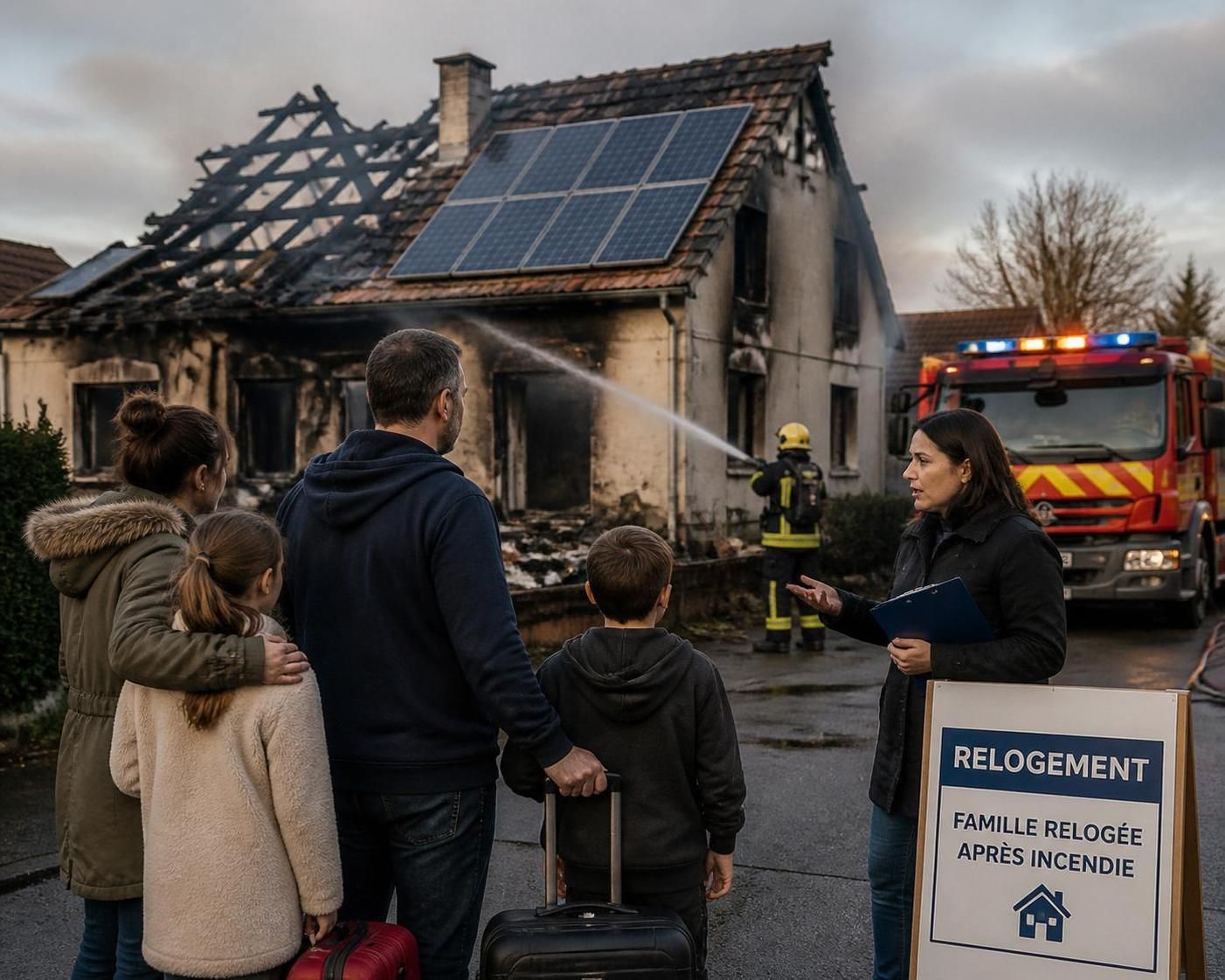 un incendie causé par un panneau photovoltaïque détruit une maison, un pompier légèrement blessé lors de l'intervention.