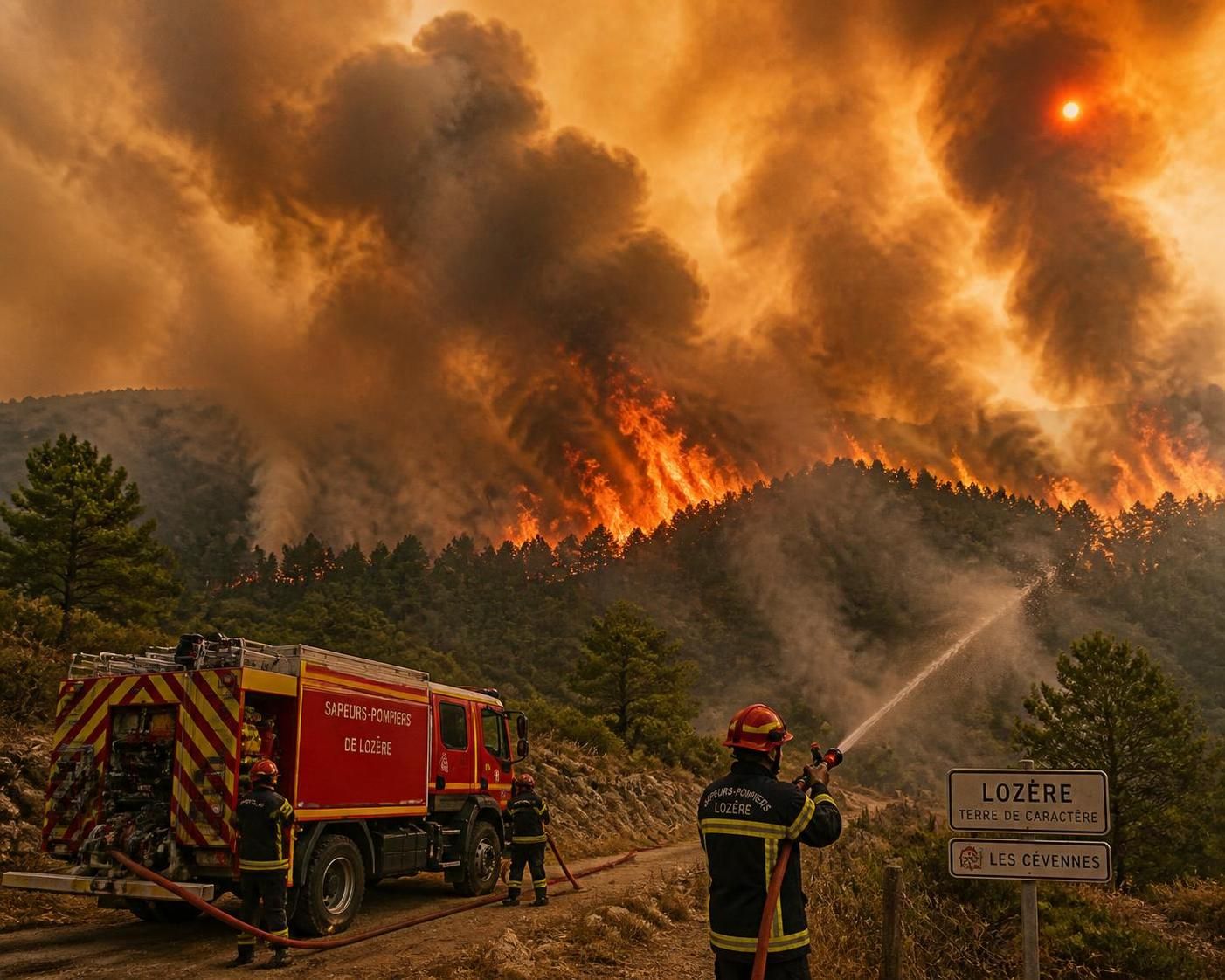 un incendie dévastateur en lozère consume plus de 60 hectares. les pompiers sont intensément mobilisés pour maîtriser les flammes et protéger les zones environnantes.