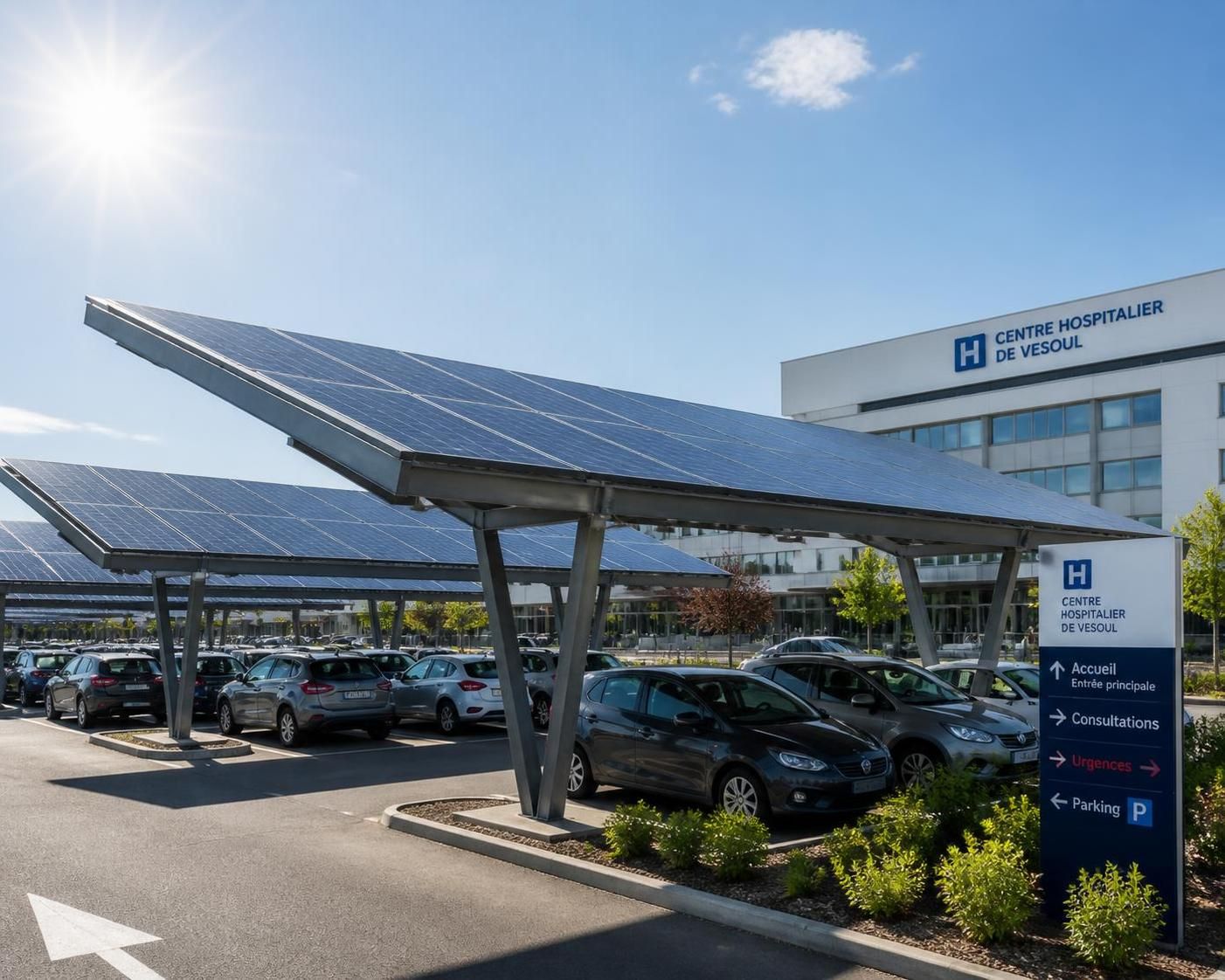 découvrez l'installation d'ombrières photovoltaïques sur le parking de l'hôpital de vesoul, une initiative durable visant à réduire les coûts énergétiques tout en favorisant les énergies renouvelables.