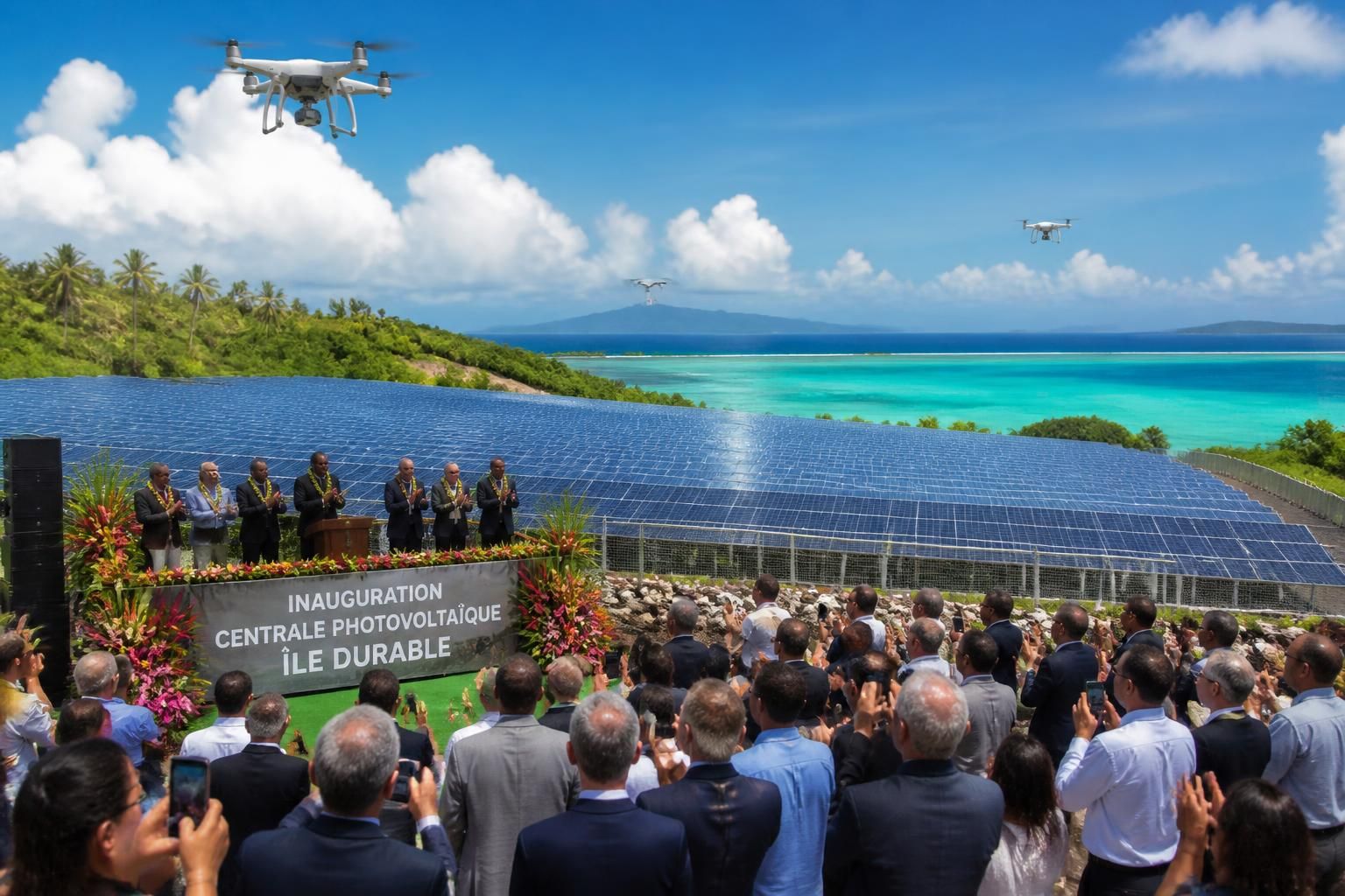 célébrez l'inauguration spectaculaire de la nouvelle centrale photovoltaïque insulaire, une avancée majeure pour l'énergie renouvelable et le développement durable sur l'île.
