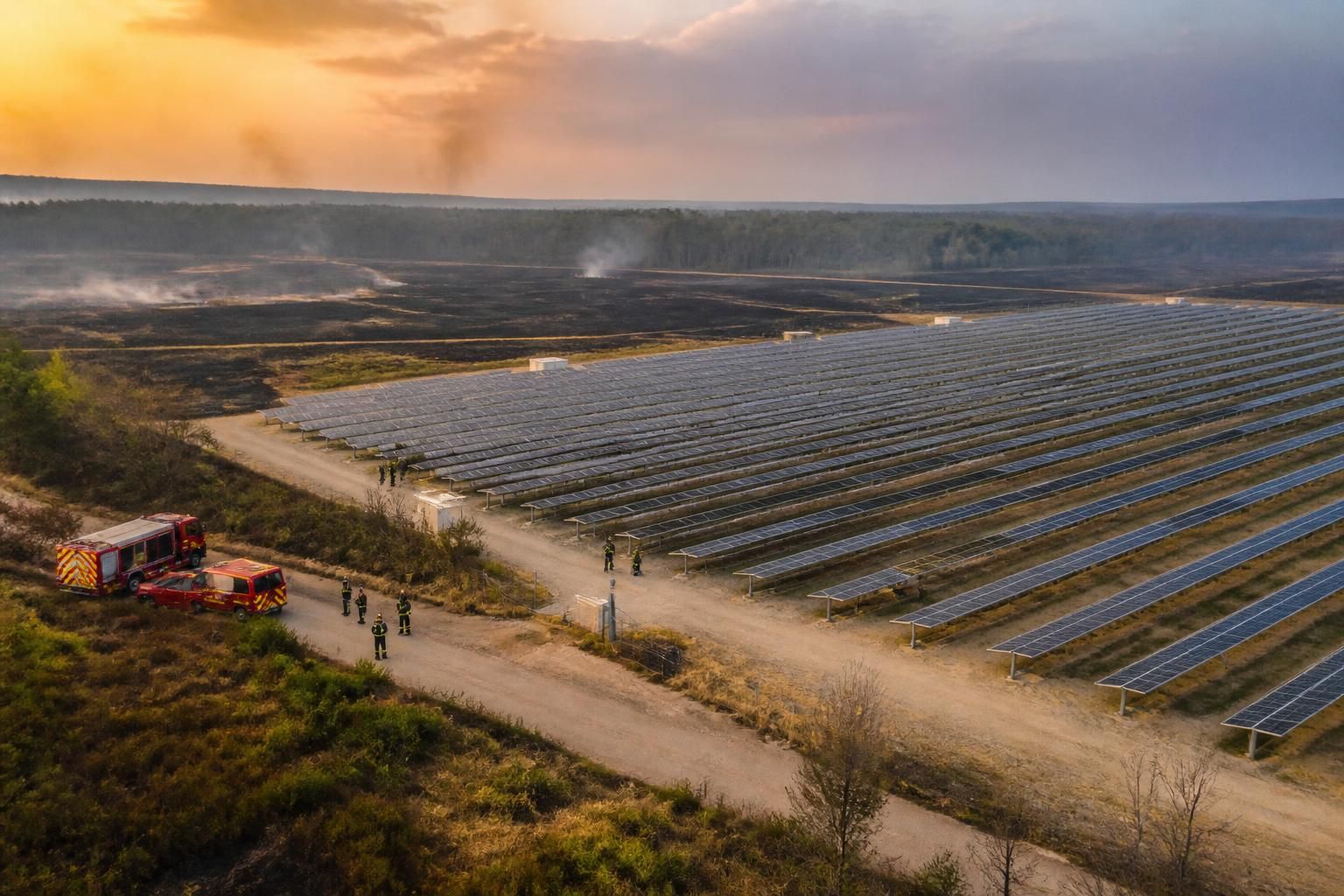 incendie maîtrisé dans un parc photovoltaïque des landes après avoir ravagé 190 hectares. retour sur les opérations et les mesures prises pour contenir le feu.