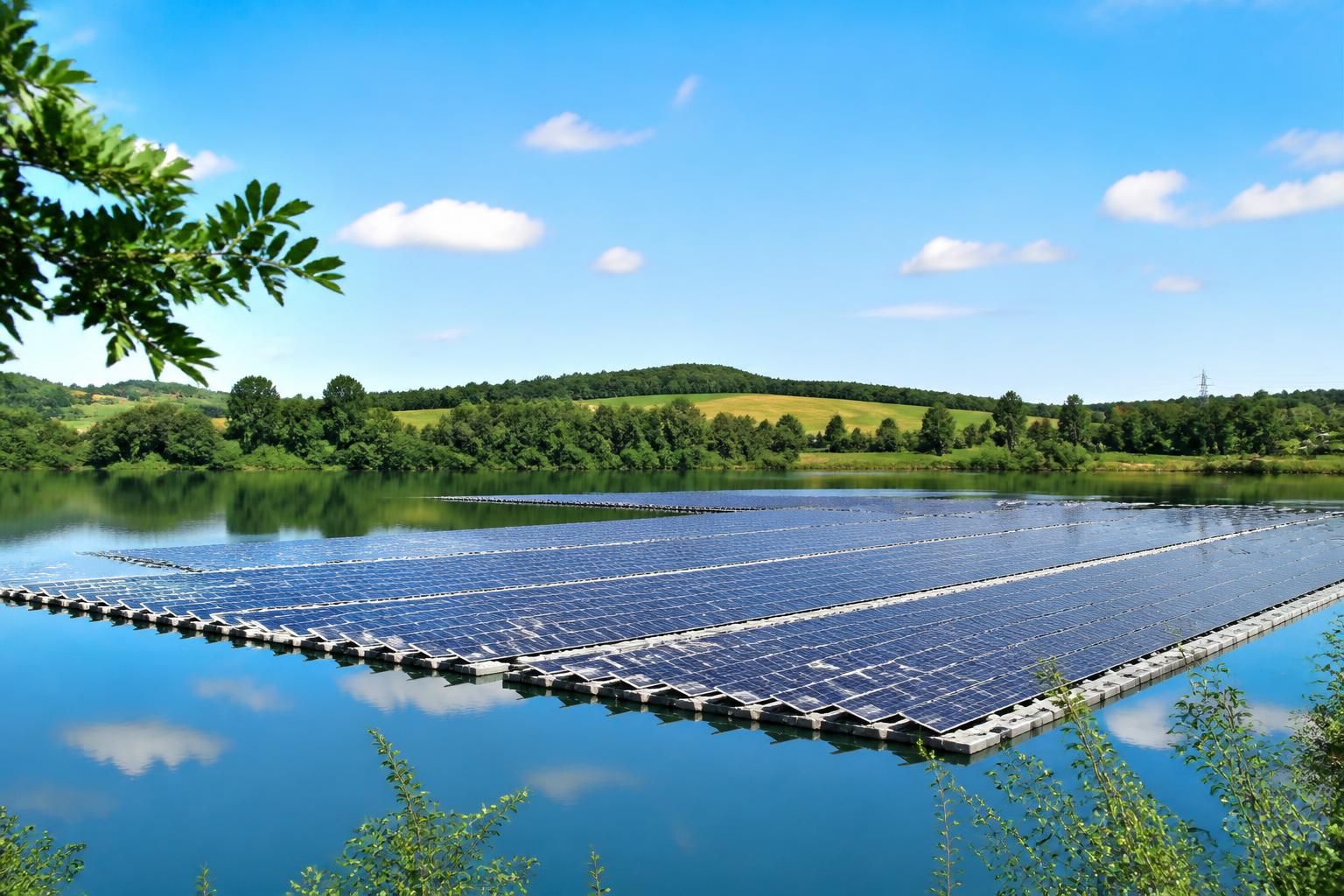 permis de construire obtenu pour une centrale photovoltaïque flottante innovante sur un lac à l’est de toulouse, alliant énergie propre et respect de l’environnement.