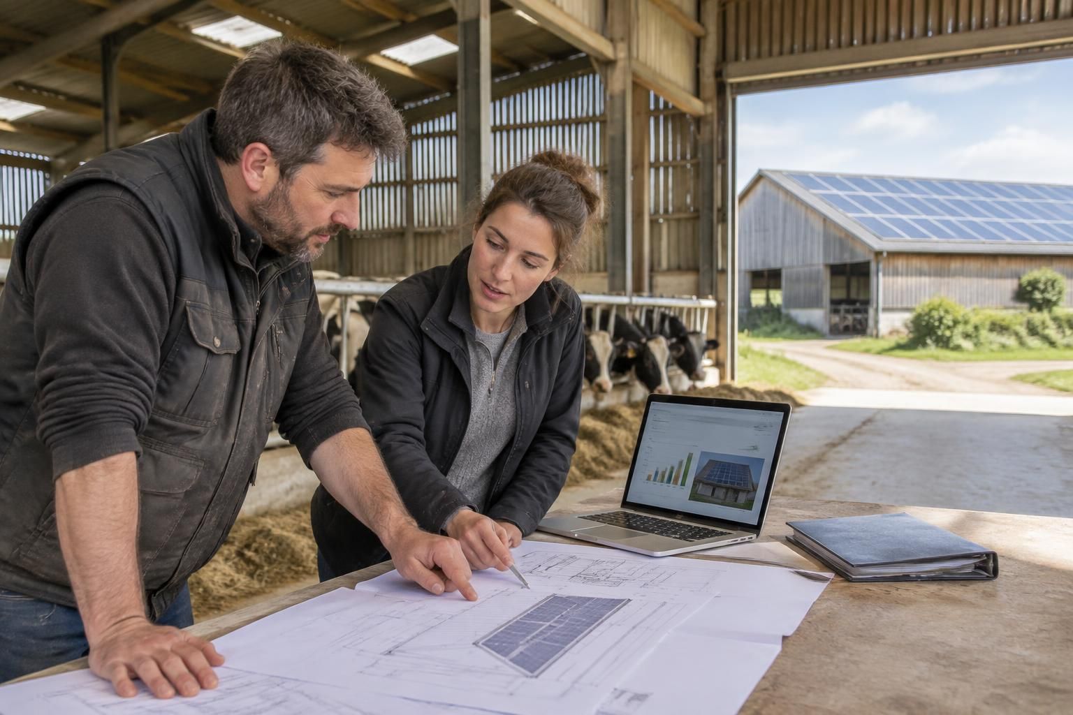 une entreprise bretonne accompagne les agriculteurs dans leurs projets photovoltaïques, de l’étude à la mise en œuvre de solutions solaires adaptées.