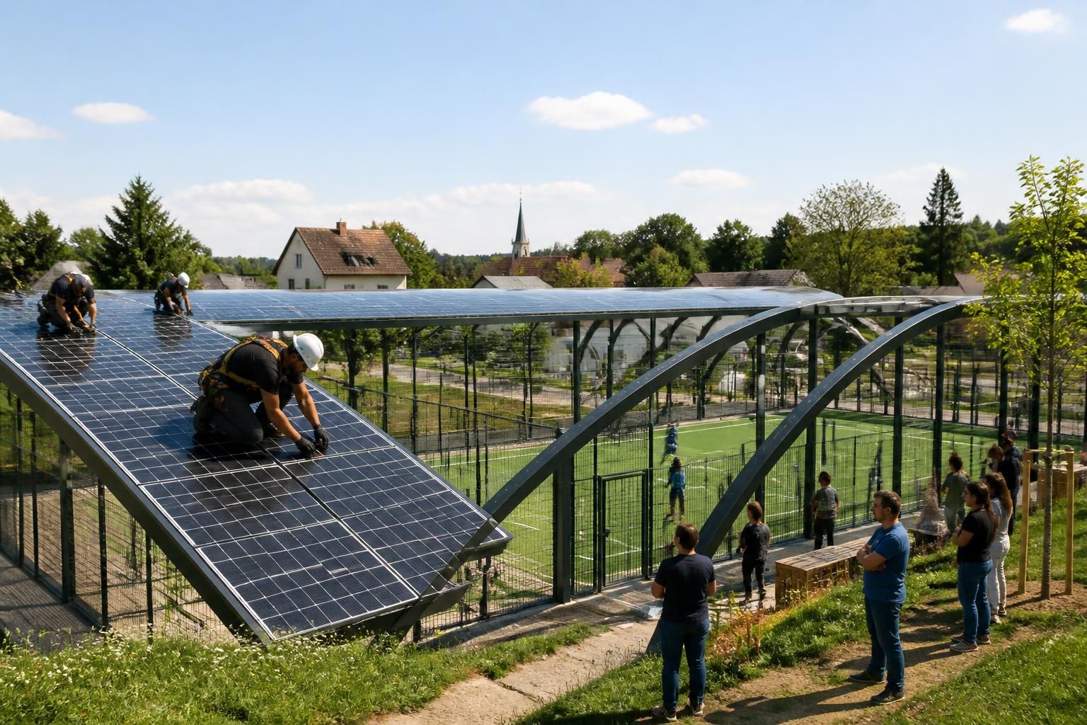 découvrez l'installation innovante de panneaux photovoltaïques au city stade de pouilly-les-nonains, alliant énergie renouvelable et espace sportif pour une commune durable.