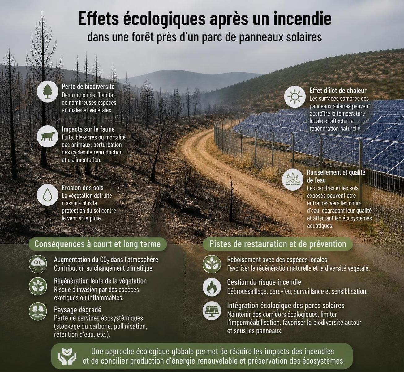 découvrez les enjeux et conséquences d'un feu de végétation sur un champ de panneaux solaires, impactant la production d'énergie et la sécurité environnementale.