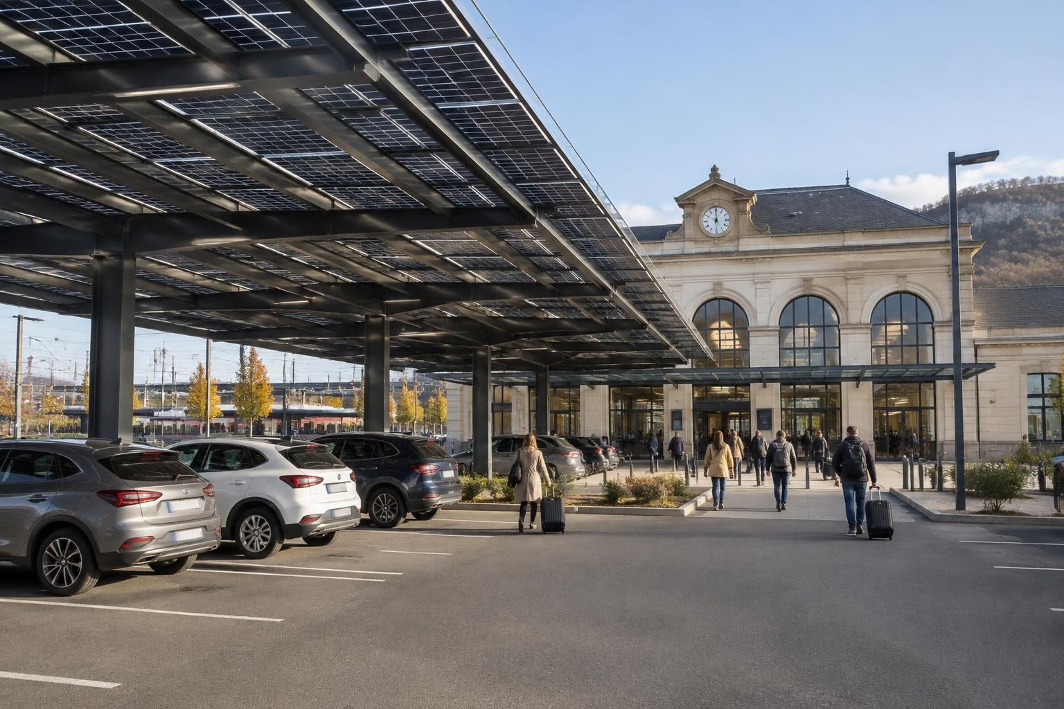 à la gare de romans-sur-isère, une ombrière solaire va produire de l’électricité et contribuer au développement des énergies renouvelables.