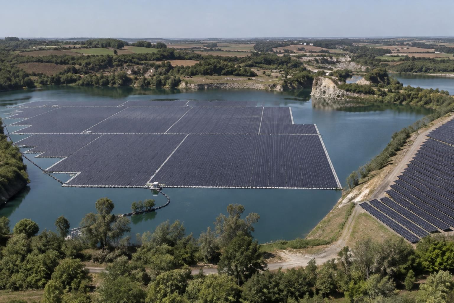 au sud-ouest de…, découvrez une immense centrale solaire flottante installée sur un plan d’eau, une prouesse qui allie production d’énergie renouvelable et innovation.