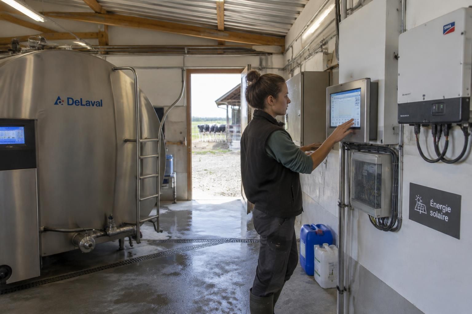 un agriculteur mise sur des panneaux photovoltaïques pour produire une énergie utile et locale, dans une logique de circuit court.