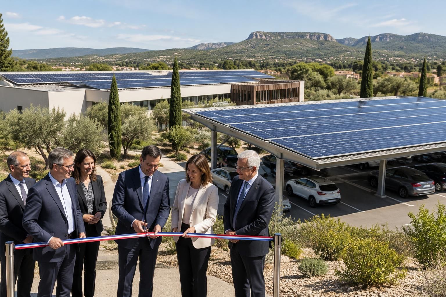 dans le vaucluse, près de 1 300 m² de panneaux photovoltaïques ont été inaugurés dans un centre départemental.
